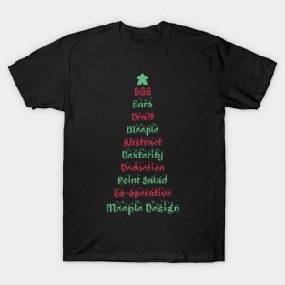 Meeple Design Board Game Category Christmas Tree - Board Games - Gaming Art T-Shirt